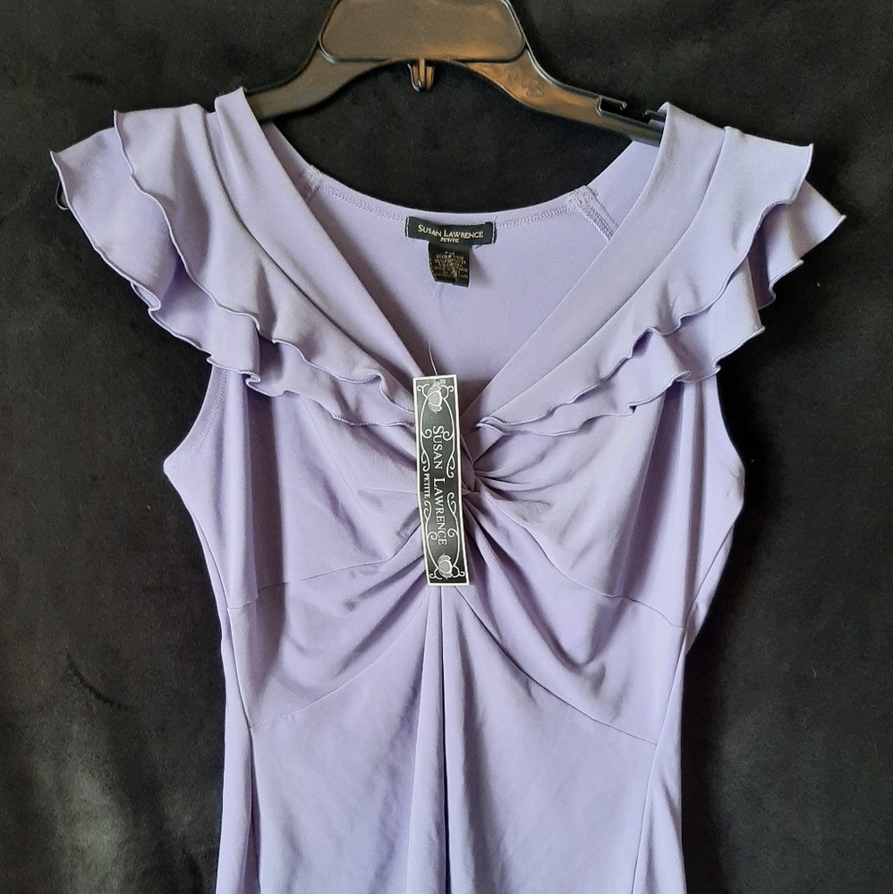 Womens Petite Medium Susan Lawrence Violet no Sleeve Blouse